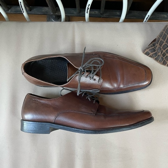 BOSS Hugo Boss Cloude‎ Leather Oxford in Brown Size 7.5 - Picture 1 of 6